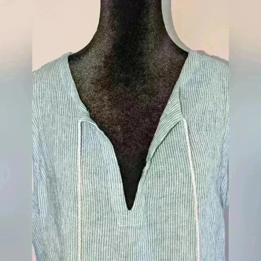 Tahari Women's Blue Striped Semi-Sheer Dress Cover-Up Size Medium Tassel Hem - Picture 12 of 12